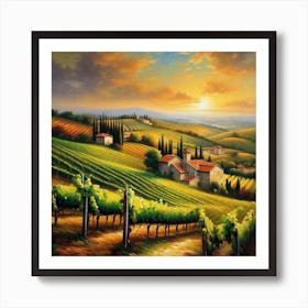 Sunset In Tuscany 1 Art Print