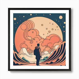 Man Looking At The Moon Art Print