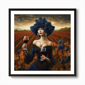 Woman In A Vineyard Art Print