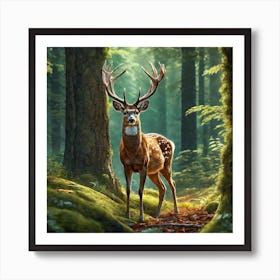 Deer In The Forest 140 Art Print