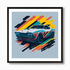 Car Colored Artwork Of Graphic Design Flat (112) Art Print