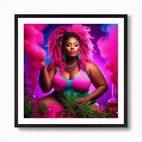 Woman Smoking Marijuana Art Print