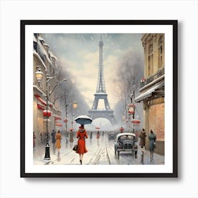 Winter In Paris , painting art Art Print