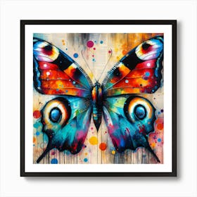 Colourful Modern Abstract Butterfly v3 Art Print