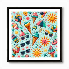 Ice Cream Pattern Art Print