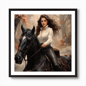 Woman Riding A Horse Art Print