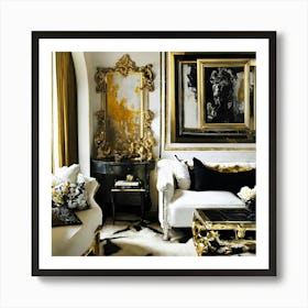 Gold And Black Living Room 1 Art Print