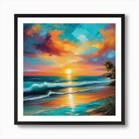 Sunset On The Beach 1066 Art Print