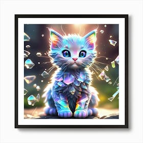 Cat With Crystals 1 Art Print