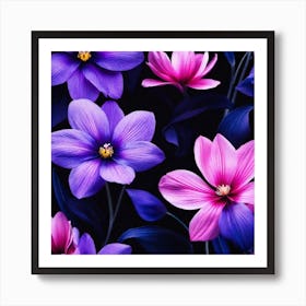 Purple Flowers Wallpaper Art Print