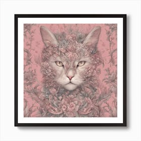 Cat With Flowers Art Print