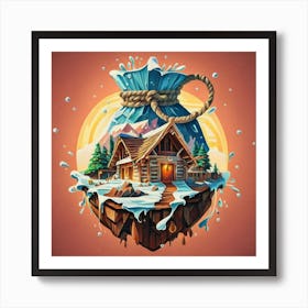 Wooden hut snow 3 Art Print