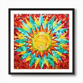 Mosaic Sun A Sun Created From A Mosaic Of Small Tiles 15 Art Print