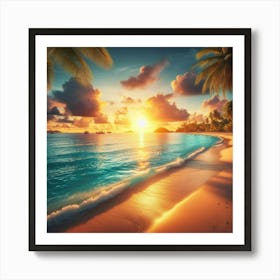 Sunset On The Beach Art Print