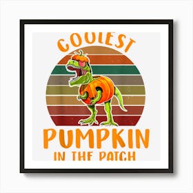 Funny Dinosaur Coolest Pumpkin In The Patch Retro Halloween Art Print