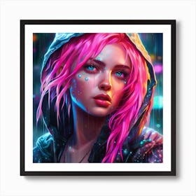 Girl In The Rain Art Print