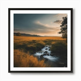 Sunset In A Field 2 Art Print