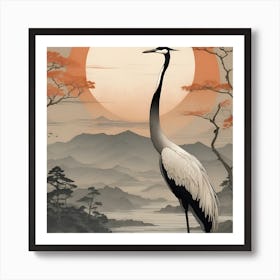 Asian Crane Art Print