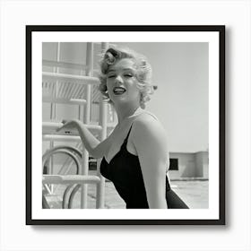 Marilyn Monroe Posing By Pool Art Print