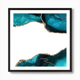 Teal & Gold Agate Texture 28 Art Print