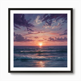 Sunset Over The Ocean 4 Art Print