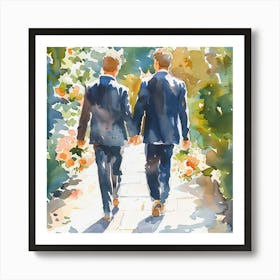 Two Grooms Holding Hands Art Print