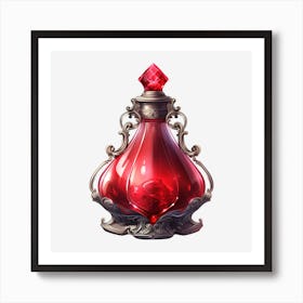 Red Perfume Bottle 1 Art Print