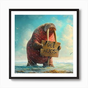 Walrus Offers Free Hugs 1 Art Print