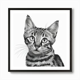 Striking Gaze Black And White Cat Illustration (1) Art Print