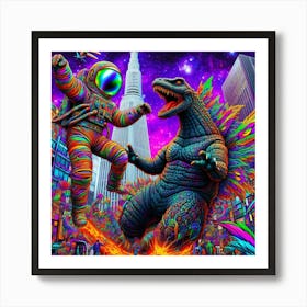 "Kaleidoscopic Kaiju Calamity" Cosmic Knots Collection [Risky Sigma] Art Print