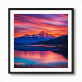 Sunset Over The Mountains Art Print