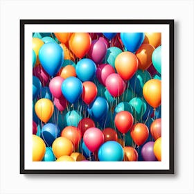 Colorful Balloons, digital art Poster