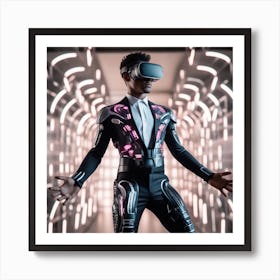 Vr Headset Man Art Print