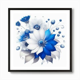 Blue And White Flowers Art Print