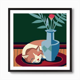 Cat And Vase Art Print