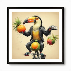 Toucan On A Bike 1 Art Print