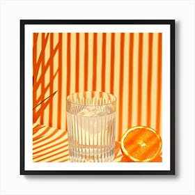 Glass Of Water With An Orange Art Print