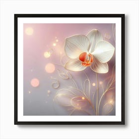 White Orchid Flower Art Print
