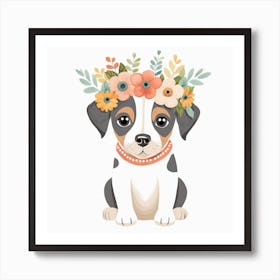 Floral Baby Dog Nursery Illustration (13) Art Print