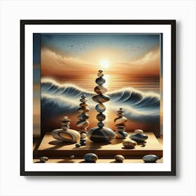 Pebbles At Sunset 2 Art Print