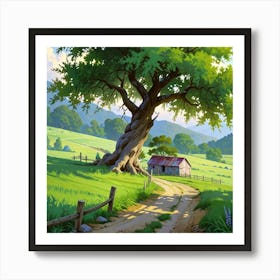 Tree In A Field 2 Art Print