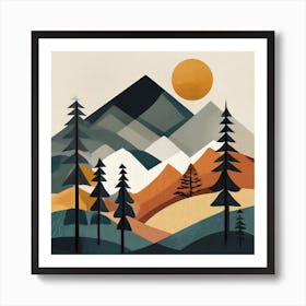 Landscape Mountain with Trees Art Print