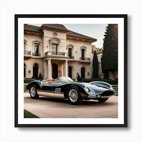Sports Car In Front Of A Mansion Art Print