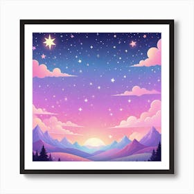 Sky With Twinkling Stars In Pastel Colors Square Composition 56 Art Print