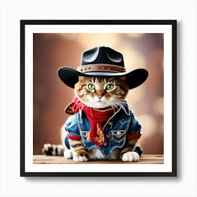 Cute Cowboy Cat Art Print