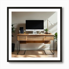 A Photo Of A Modern Office Desk With A Computer Mo (8) Art Print