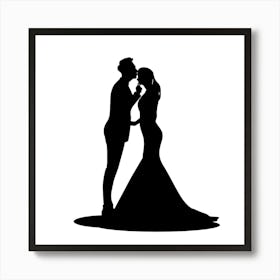 Bride And Groom Silhouette Art Print