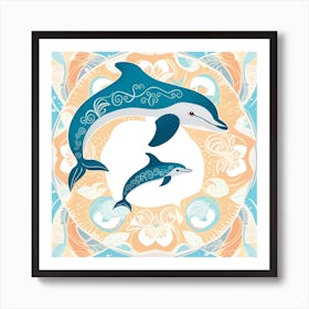 Dolphins In The Sea Vector Art Print