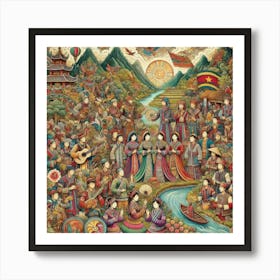 Asian Folk Art Art Print