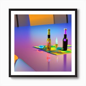 Table With Bottles Of Wine Art Print